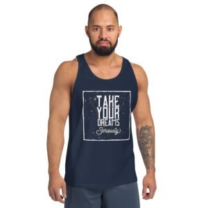 A male model confidently wearing a comfortable Teeslo tank top.