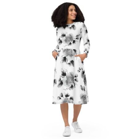 Long Sleeves & Pockets: The Practical & Stylish Midi Dress for All Seasons