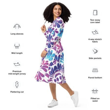 Premium Fabric & Vibrant Prints: Experience Luxurious Comfort in This Midi Dress