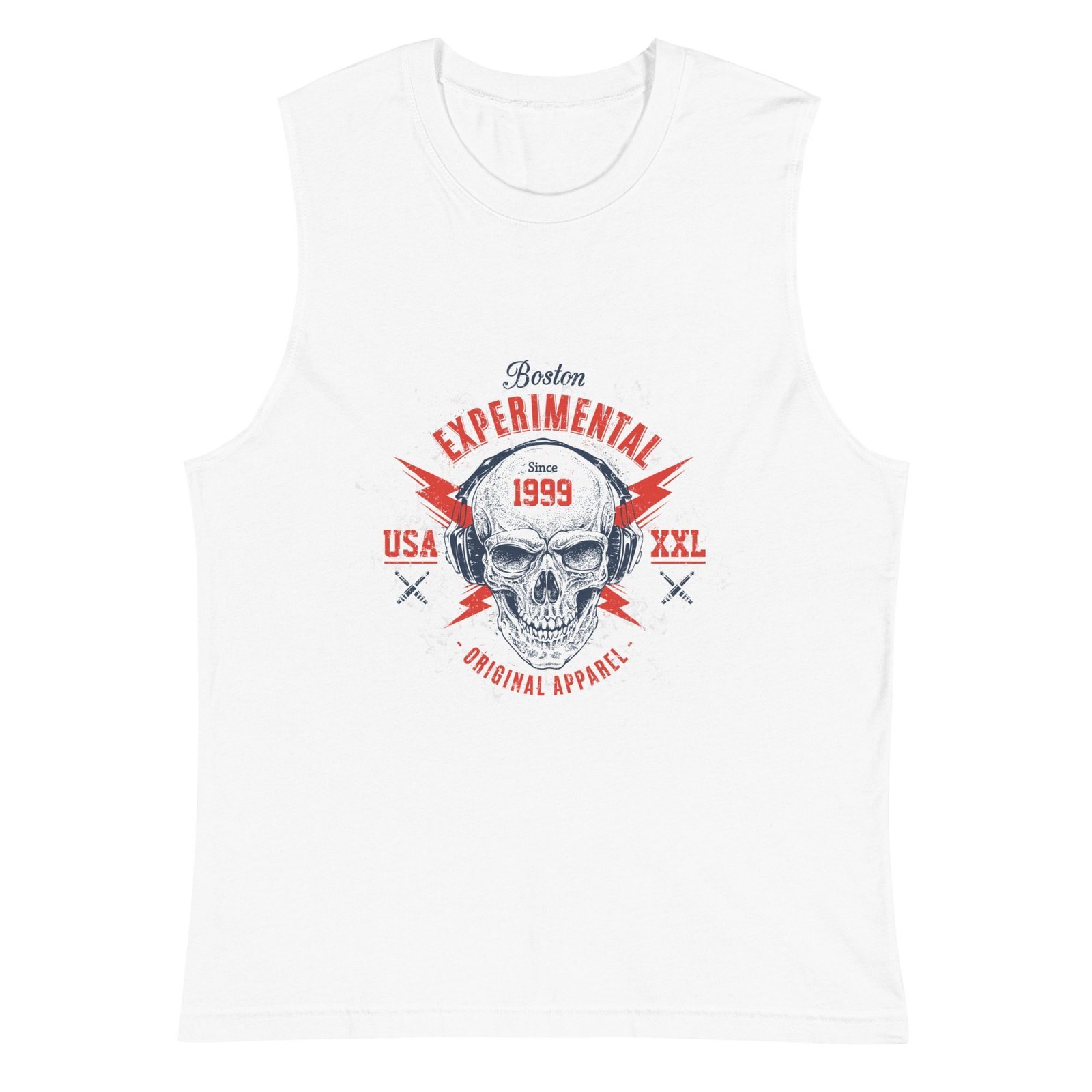 unisex muscle shirt white skull