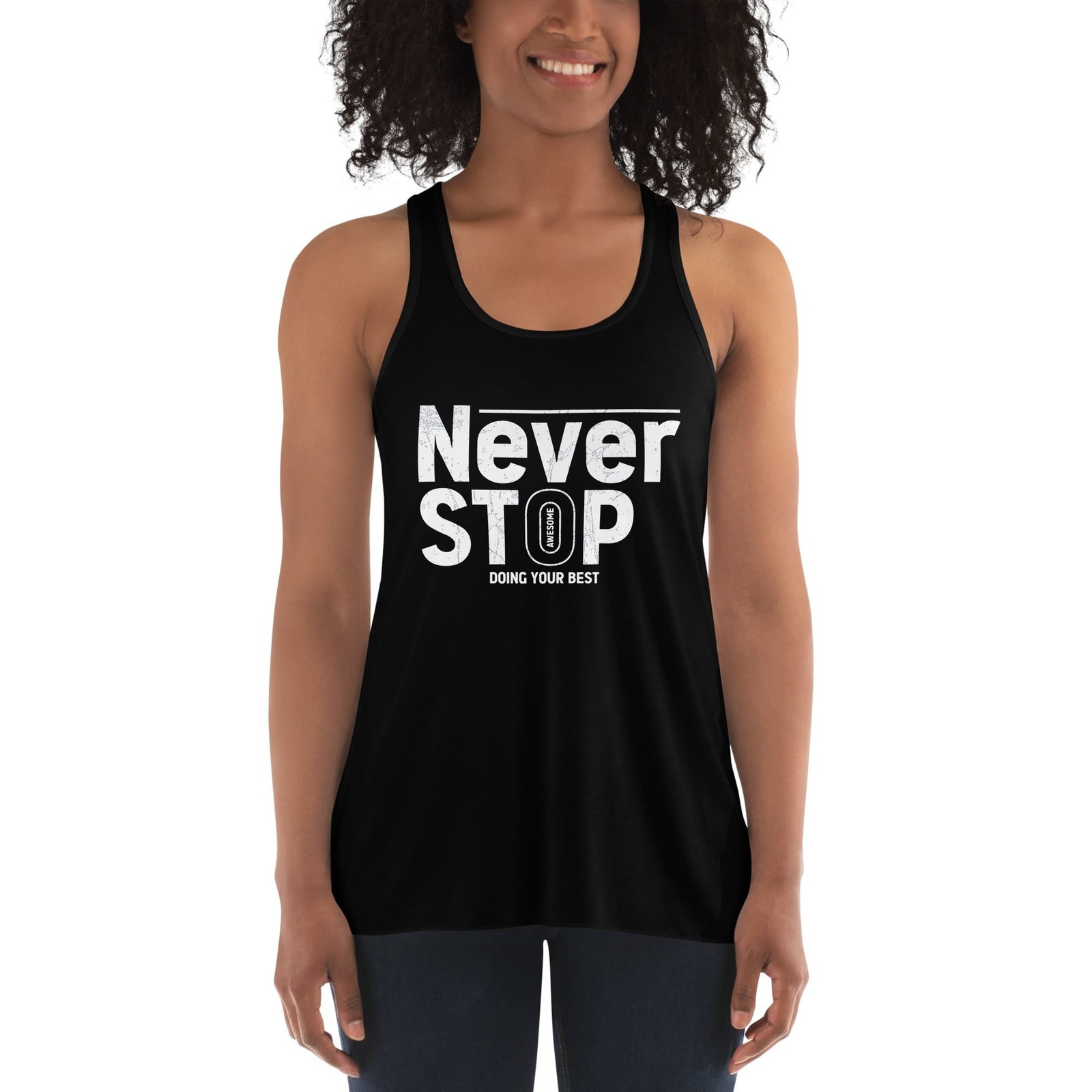 Never stop Essential Racerback